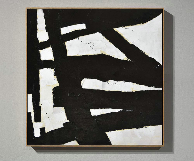 Oversized Canvas Art On Canvas,Handmade Minimal Art Palette Knife Canvas Painting, Black White Beige - Original Abstract Painting Canvas Art